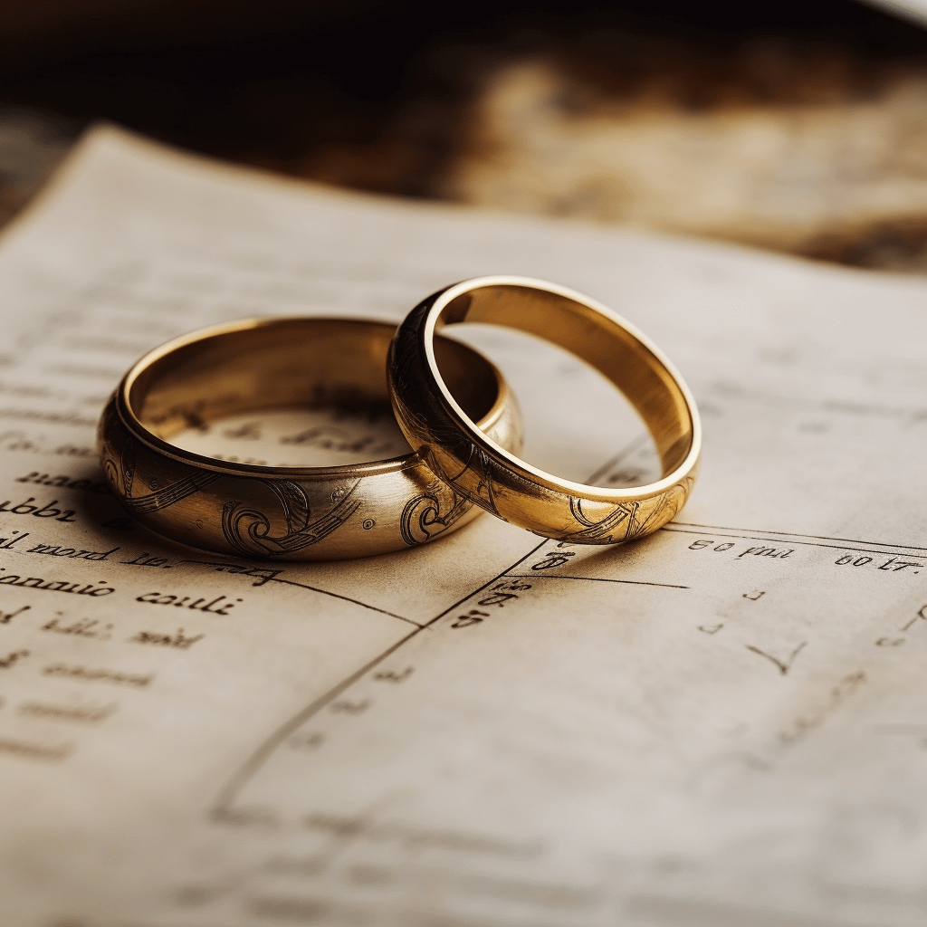 Two wedding bands on a piece of paper