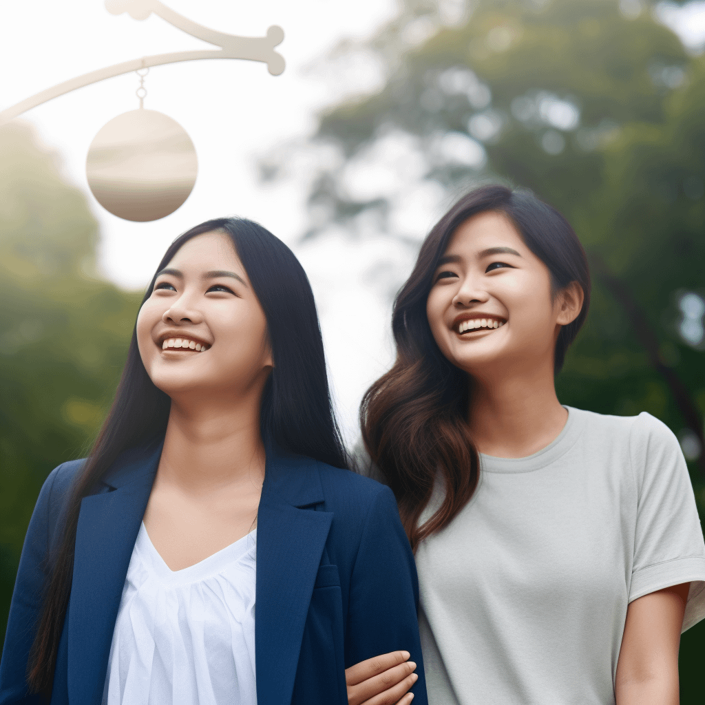 Two Asian women side by side, smiling